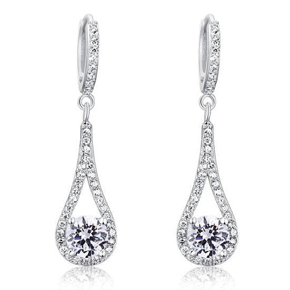 1 Carat Round Cut Solid 925 Sterling Silver Bridal Wedding Dangle Earrings Jewelry XFE8019