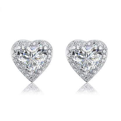 3 Carat Simulated Diamond 925 Sterling Silver Heart Stud Earrings XFE8021