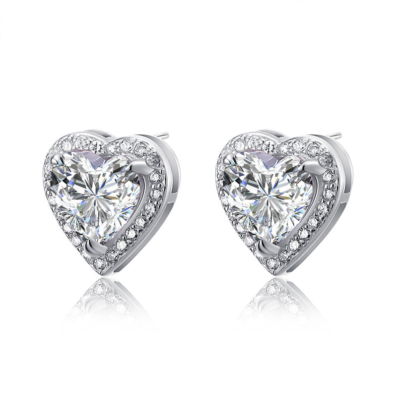 3 Carat Simulated Diamond 925 Sterling Silver Heart Stud Earrings XFE8021
