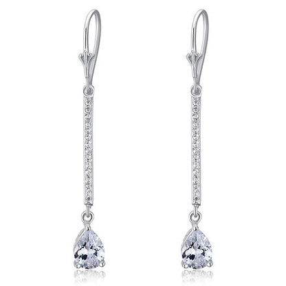1 Carat Pear Cut Simulated Diamond  925 Sterling Silver Dangle Earrings XFE8025