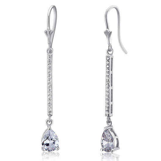 1 Carat Pear Cut Simulated Diamond  925 Sterling Silver Dangle Earrings XFE8025