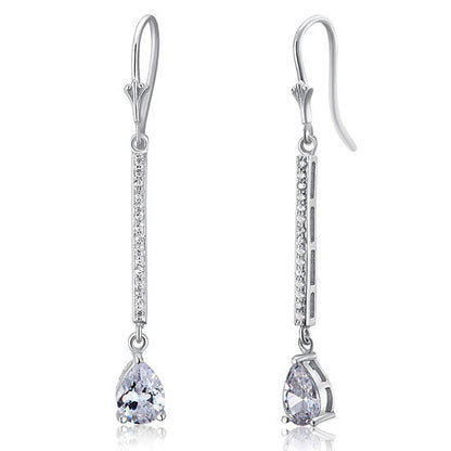 1 Carat Pear Cut Simulated Diamond  925 Sterling Silver Dangle Earrings XFE8025