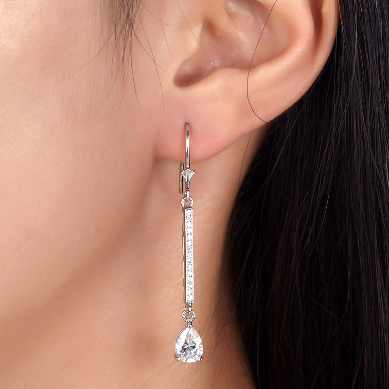 1 Carat Pear Cut Simulated Diamond  925 Sterling Silver Dangle Earrings XFE8025