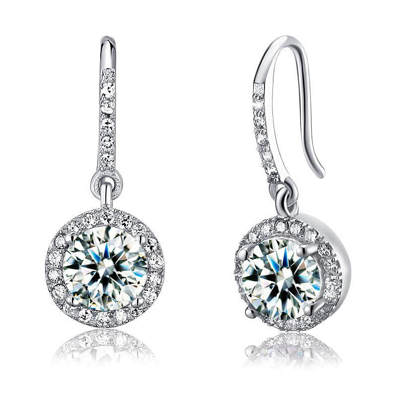 1.5 Carat Simulated Diamond 925 Sterling Silver Dangle Earrings XFE8026
