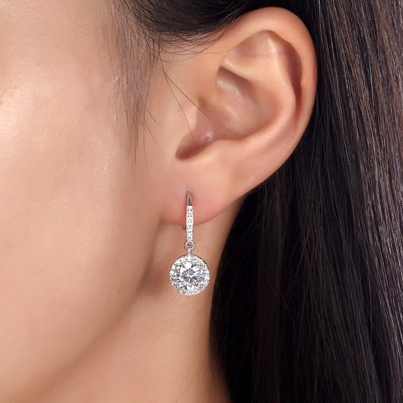 1.5 Carat Simulated Diamond 925 Sterling Silver Dangle Earrings XFE8026