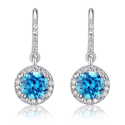 1.5 Carat Simulated Blue Topaz 925 Sterling Silver Dangle Earrings XFE8027