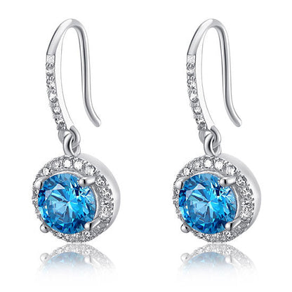 1.5 Carat Simulated Blue Topaz 925 Sterling Silver Dangle Earrings XFE8027
