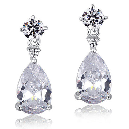 3 Carat Pear Cut Simulated Diamond 925 Sterling Silver Dangle Earrings XFE8031