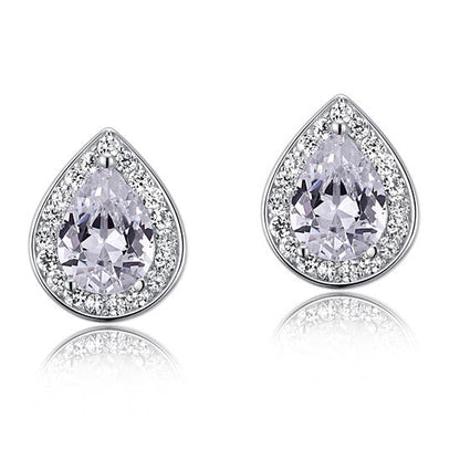 1 Carat Pear Cut Simulated Diamond 925 Sterling Silver Stud Earrings XFE8032