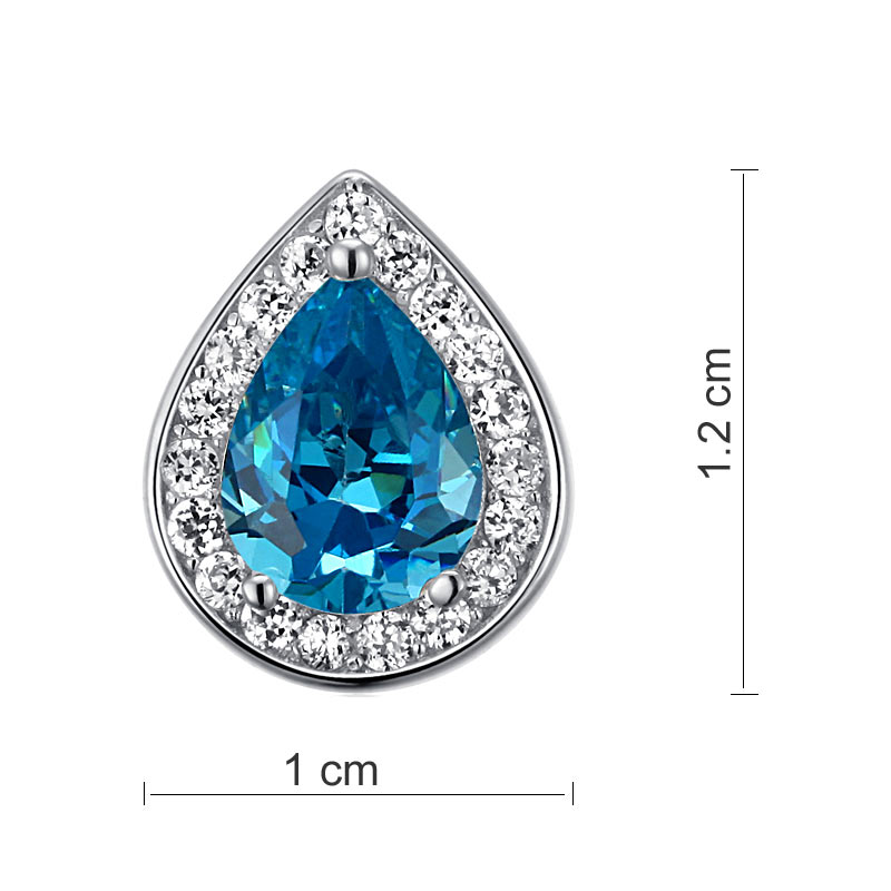 1 Carat Pear Cut Simulated Blue Topaz 925 Sterling Silver Stud Earrings XFE8033