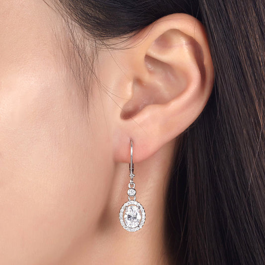 1.5 Carat Oval Cut Simulated Diamond 925 Sterling Silver Dangle Earrings XFE8061