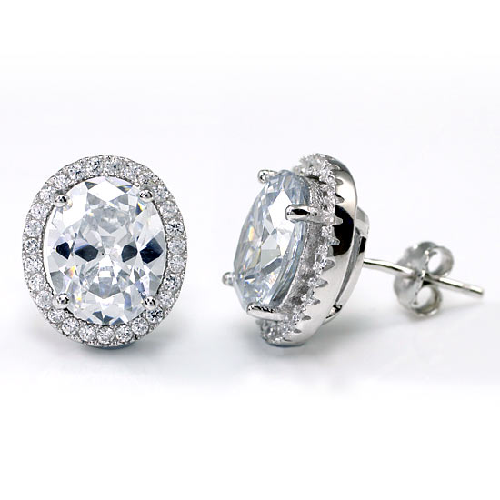 3 Carat Oval Cut Simulated Diamond Stud 925 Sterling Silver Earrings XFE8072