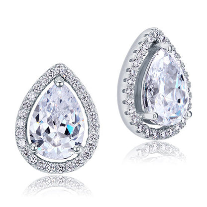 4 Carat Pear Cut Simulated Diamond Stud 925 Sterling Silver Earrings Jewelry XFE8079
