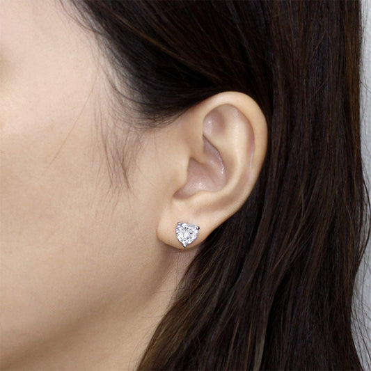 4 Carat Heart Cut Simulated Diamond Stud 925 Sterling Silver Earrings XFE8084