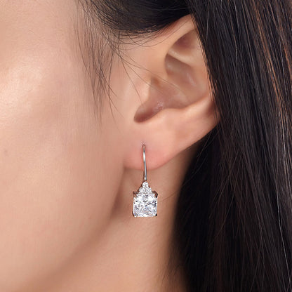 2 Carat Princess Cut Simulated Diamond Dangle Drop 925 Sterling Silver Earrings XFE8092