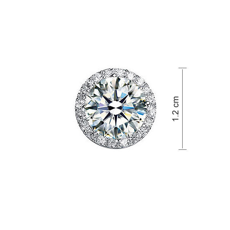 2 Carat Round Cut Simulated Diamond Halo Stud 925 Sterling Silver Earrings XFE8102