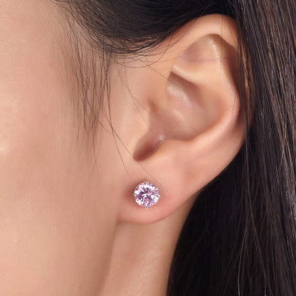 1 Carat Pink Simulated Sapphire 925 Sterling Silver Stud Earrings XFE8115