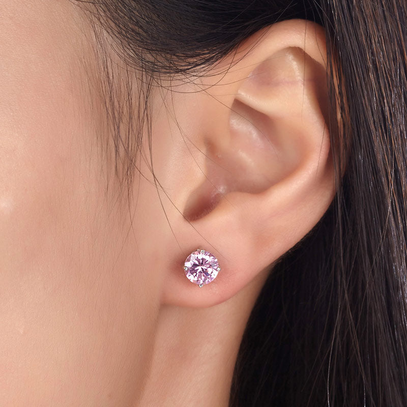 1 Carat Pink Simulated Sapphire 925 Sterling Silver Stud Earrings XFE8115