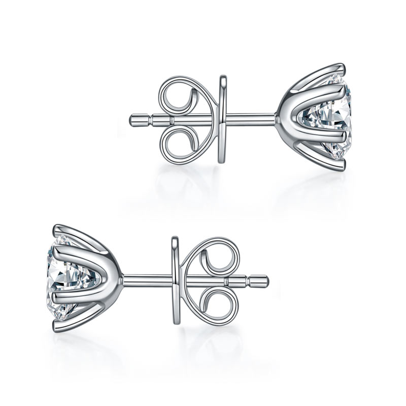 1 Carat Moissanite Diamond 6 Claws Stud Earrings 925 Sterling Silver MFE8185