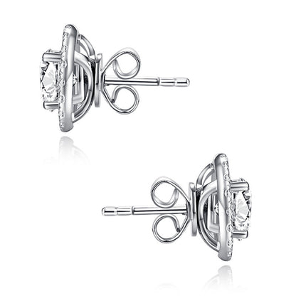 1 Carat Moissanite Diamond 4 Claws Stud Earrings 925 Sterling Silver MFE8187