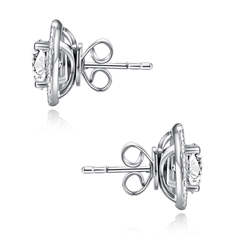 1 Carat Moissanite Diamond 4 Claws Stud Earrings 925 Sterling Silver MFE8187