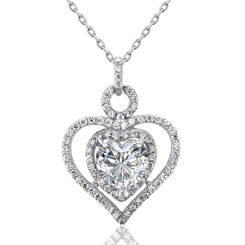 3 Carat Simulated Diamond 925 Sterling Silver Heart Pendant Necklace XFN8010