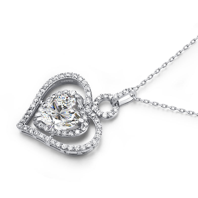 3 Carat Simulated Diamond 925 Sterling Silver Heart Pendant Necklace XFN8010