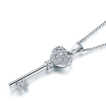 Love Key 925 Sterling Silver Cross Pendant Necklace XFN8029