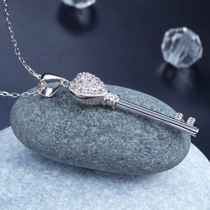 Love Key 925 Sterling Silver Cross Pendant Necklace XFN8029