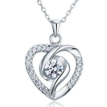 Simulated Diamond Heart 925 Sterling Silver Pendant Necklace XFN8032
