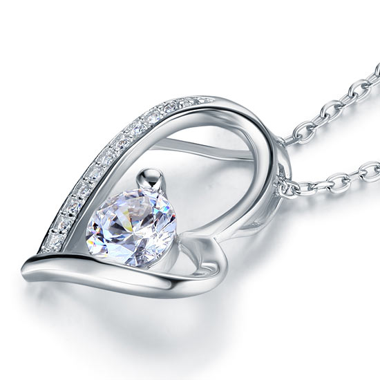 1 Carat Simulated Diamond Heart 925 Sterling Silver Pendant Necklace XFN8033
