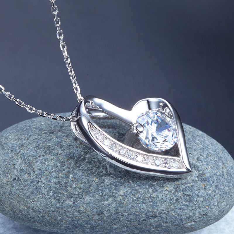 1 Carat Simulated Diamond Heart 925 Sterling Silver Pendant Necklace XFN8033