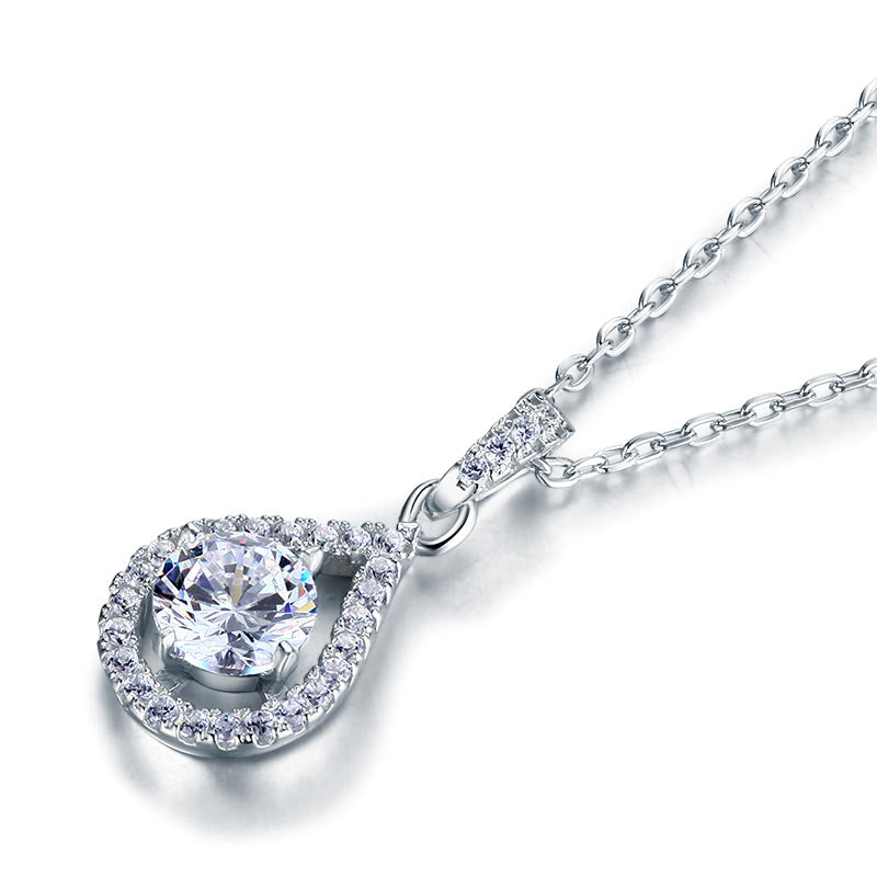 1 Carat Round Cut Simulated Diamond Bridal 925 Sterling Silver Pendant Necklace XFN8035