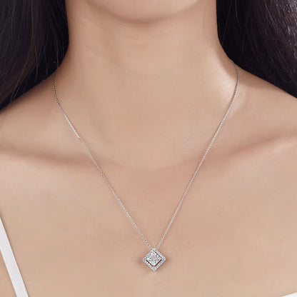 1.5 Carat Princess Cut Simulated Diamond 925 Sterling Silver Pendant Necklace XFN8036
