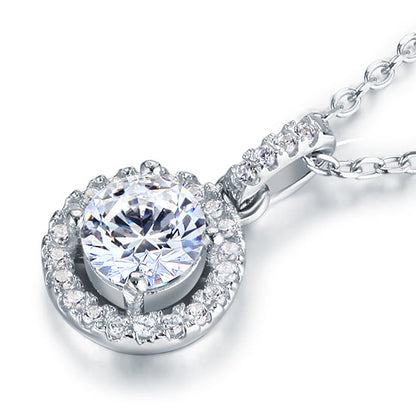 1 Carat Round Cut Simulated Diamond Bridal 925 Sterling Silver Pendant Necklace XFN8037