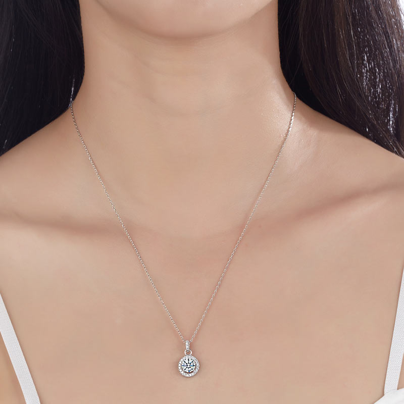 1 Carat Round Cut Simulated Diamond Bridal 925 Sterling Silver Pendant Necklace XFN8037