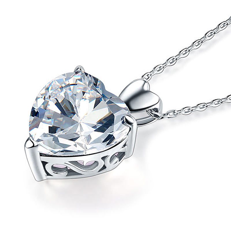 Heart Simulated Diamond Pendant Necklace 925 Sterling Silver Bridesmaid Wedding Jewelry XFN8043