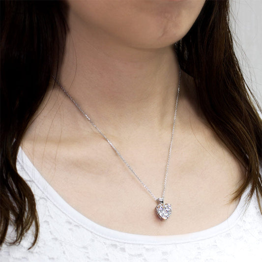Heart Simulated Diamond Pendant Necklace 925 Sterling Silver Bridesmaid Wedding Jewelry XFN8043