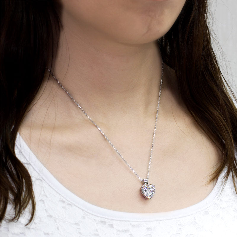 Heart Simulated Diamond Pendant Necklace 925 Sterling Silver Bridesmaid Wedding Jewelry XFN8043