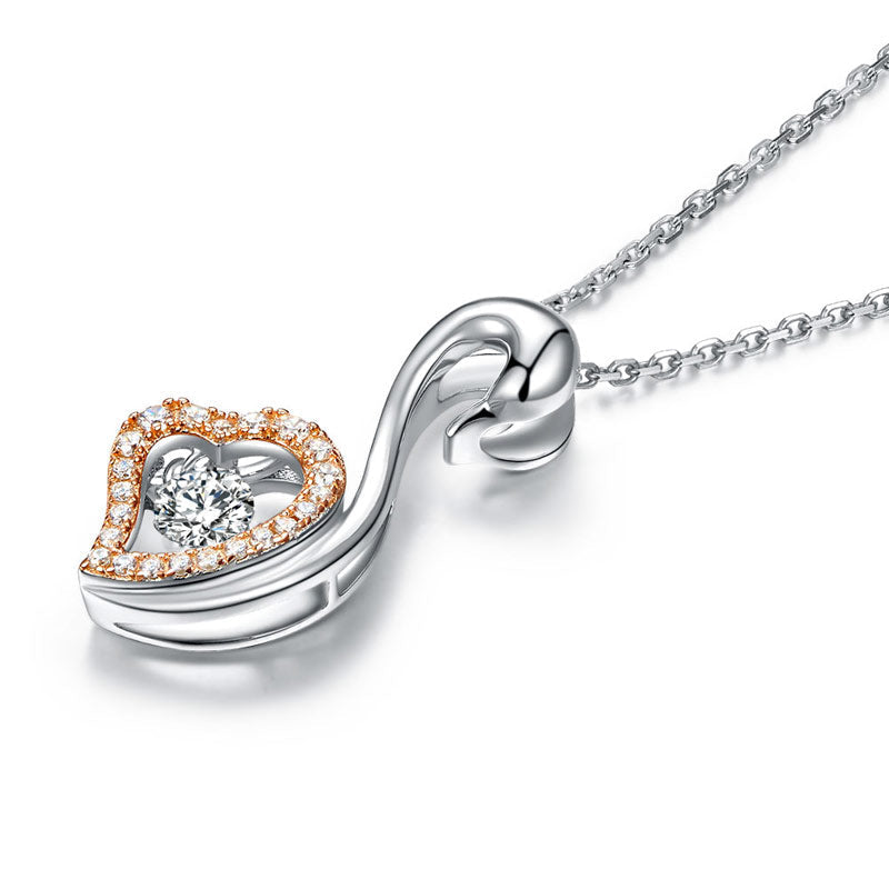 Swan Dancing Stone Pendant Necklace 925 Sterling Silver Good for Wedding Bridesmaid Gift XFN8076
