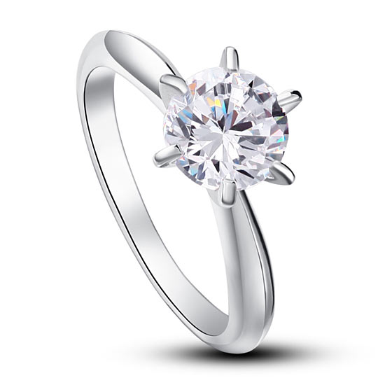 6 Claws Simulated Diamond Engagement Ring 925 Sterling Silver Classic XFR8002
