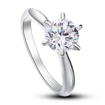 6 Claws Simulated Diamond Engagement Ring 925 Sterling Silver Classic XFR8002