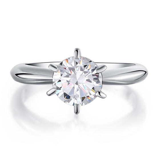 6 Claws Simulated Diamond Engagement Ring 925 Sterling Silver Classic XFR8002