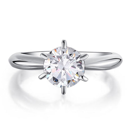 6 Claws Simulated Diamond Engagement Ring 925 Sterling Silver Classic XFR8002