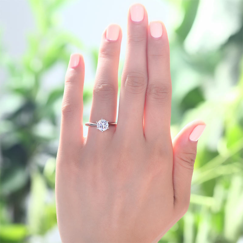 6 Claws Simulated Diamond Engagement Ring 925 Sterling Silver Classic XFR8002