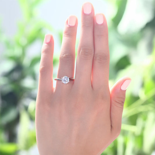 6 Claws Simulated Diamond Engagement Ring 925 Sterling Silver Classic XFR8002