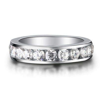 Channel Setting Simulated Diamond 925 Sterling Silver Eternity Band Wedding Anniversary Ring XFR8004