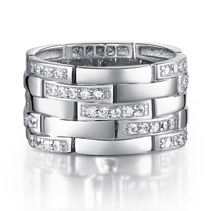 Simulated Diamond 925 Sterling Silver 1 cm Band Wedding Anniversary Ring XFR8005