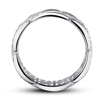 Simulated Diamond 925 Sterling Silver 1 cm Band Wedding Anniversary Ring XFR8005