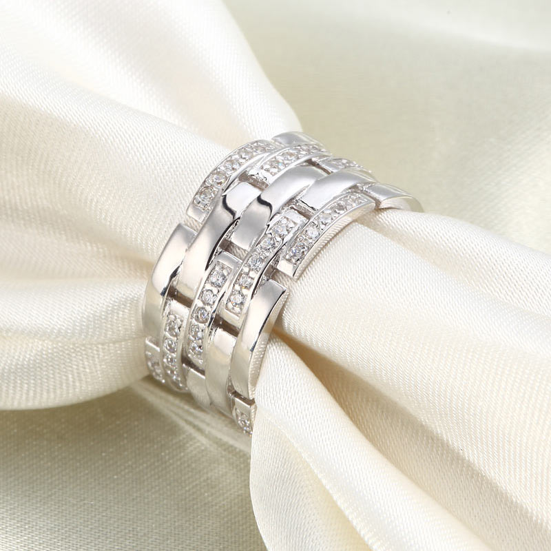 Simulated Diamond 925 Sterling Silver 1 cm Band Wedding Anniversary Ring XFR8005